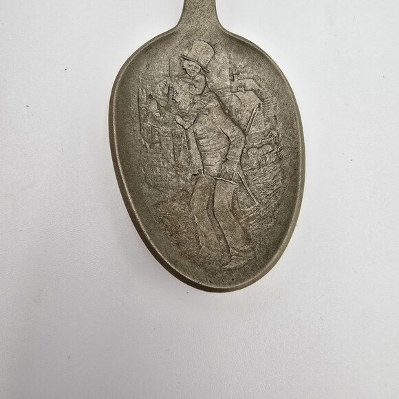 Vintage Pewter Decorative Spoon Charles Dickens Design Figurine Handle Rustic - Picture 4 of 8
